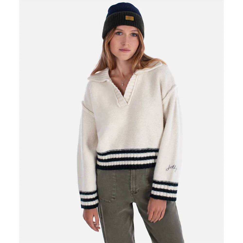 NEW JETTY tybee henley sweater in ivory